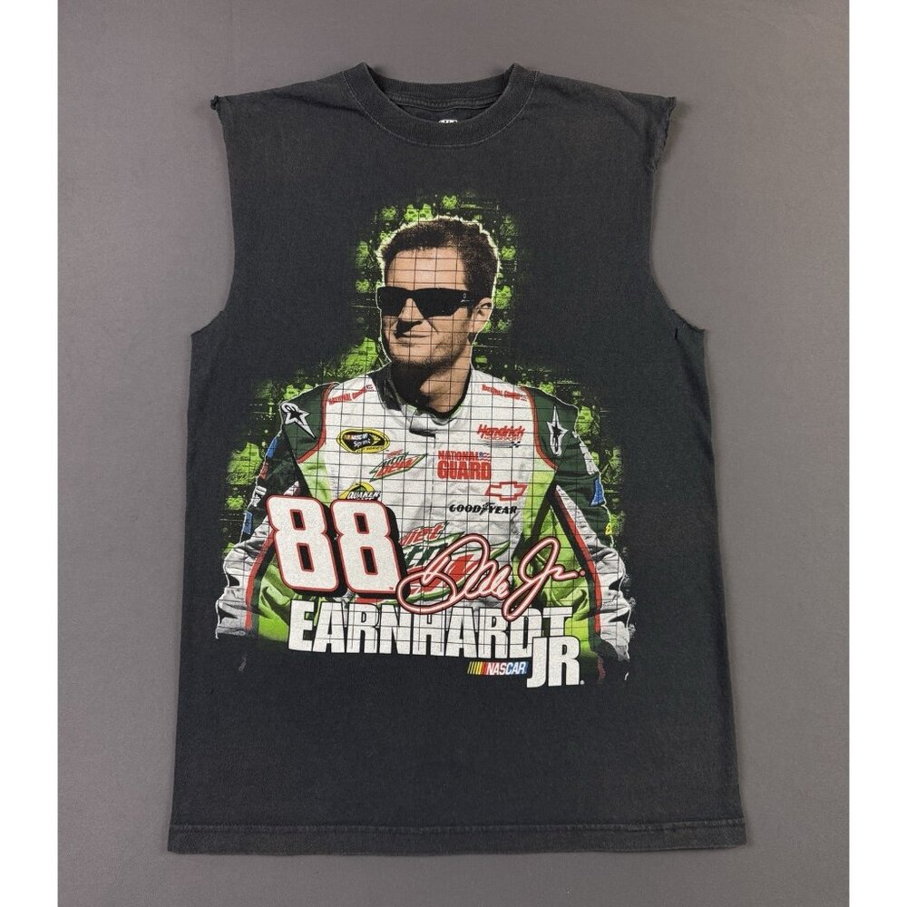 Rare Vintage Y2K Nascar Dale Earnhardt JR Car Racing Sun Fade Black Shirt